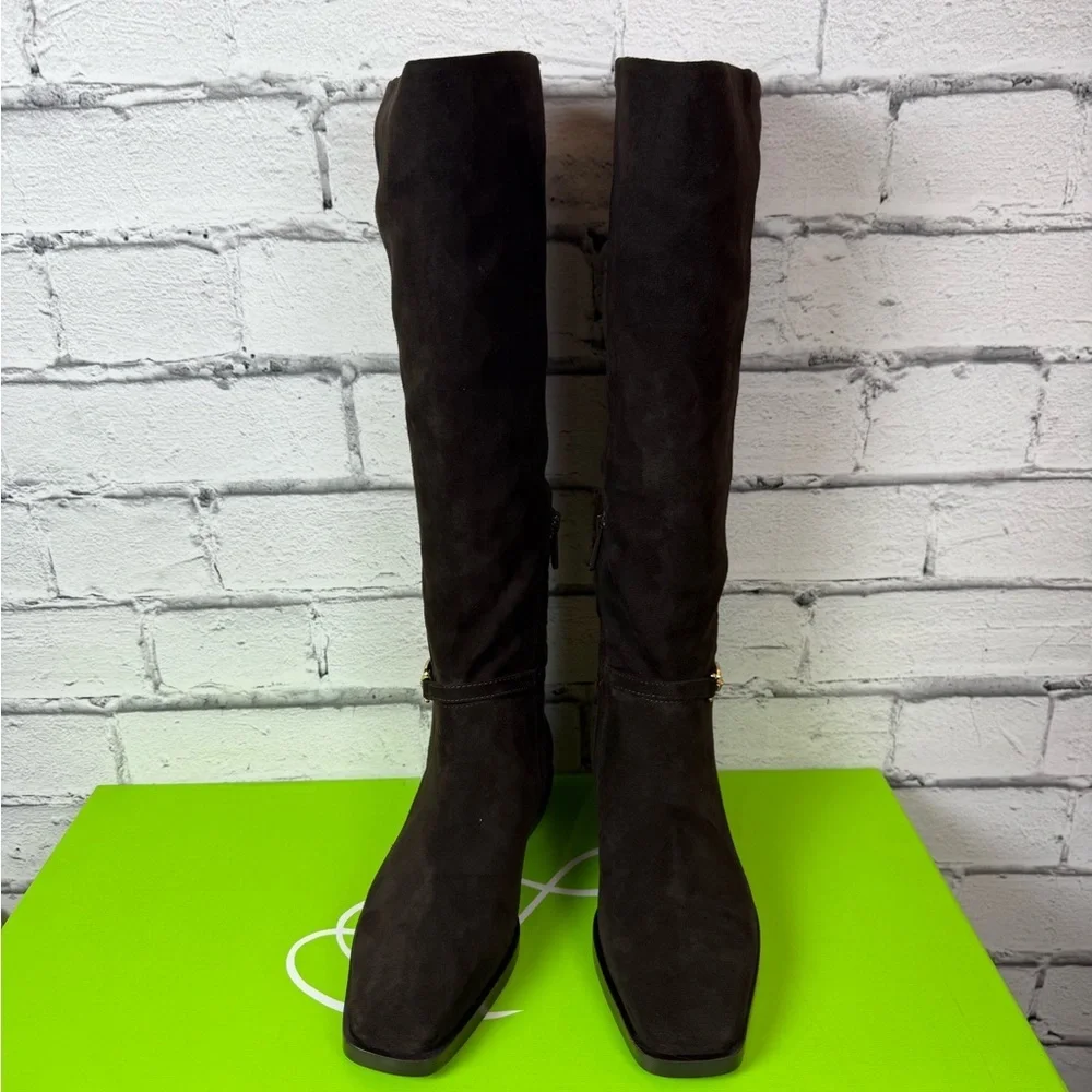 Sam Edelman Clive Chocolate Brown Suede Knee High Zipper Boots Size 5 NEW Riding